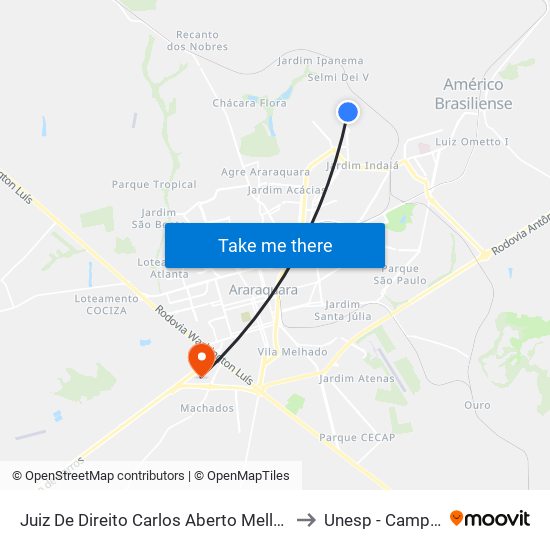 Juiz De Direito Carlos Aberto Melluso to Unesp - Campus map