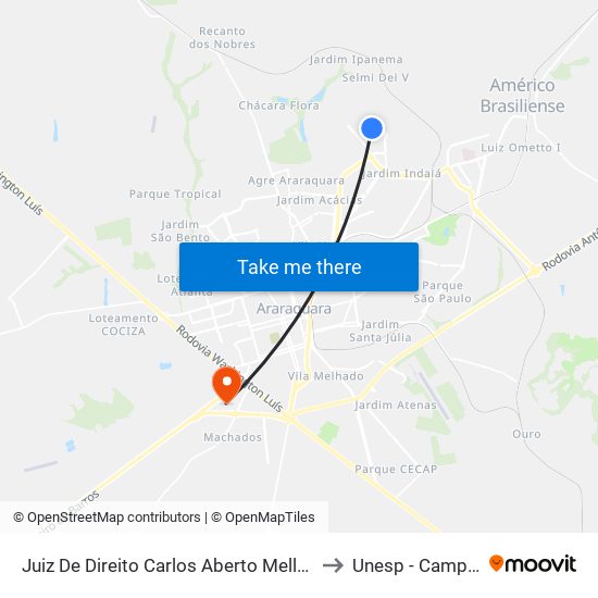 Juiz De Direito Carlos Aberto Melluso to Unesp - Campus map