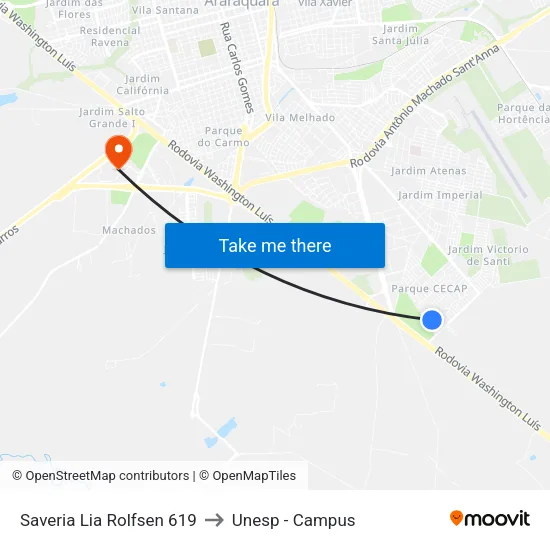 Saveria Lia Rolfsen 619 to Unesp - Campus map