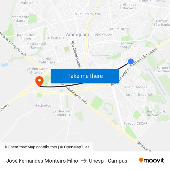 José Fernandes Monteiro Filho to Unesp - Campus map