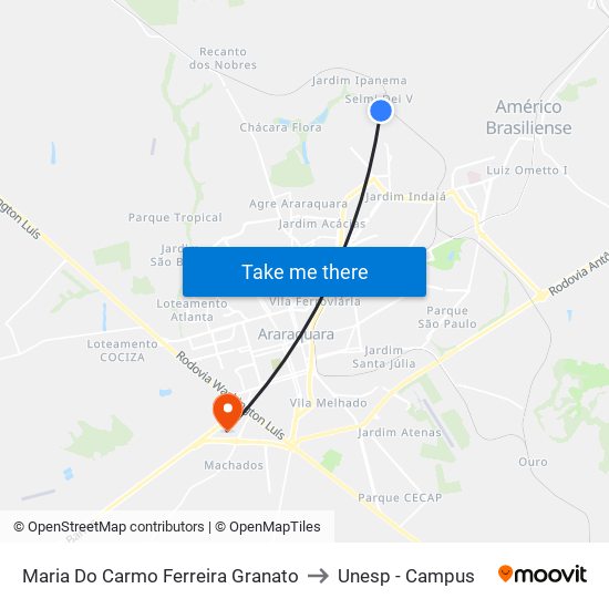 Maria Do Carmo Ferreira Granato to Unesp - Campus map