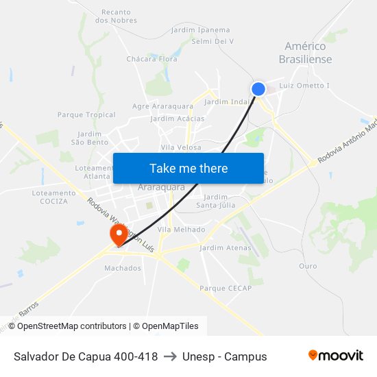 Salvador De Capua 400-418 to Unesp - Campus map