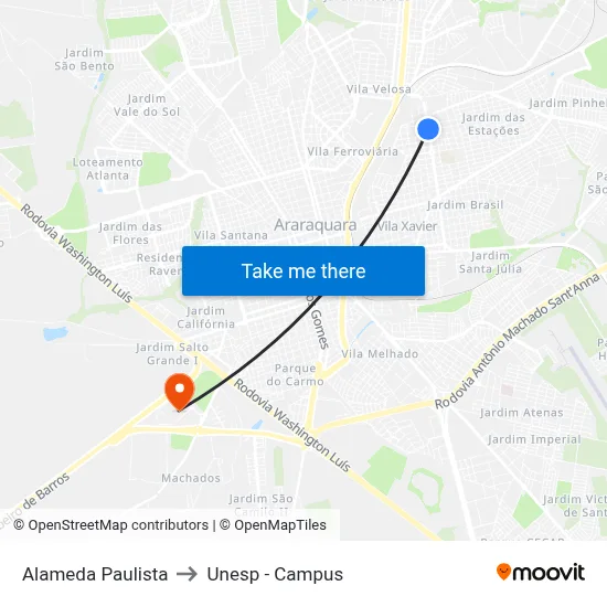Alameda Paulista to Unesp - Campus map