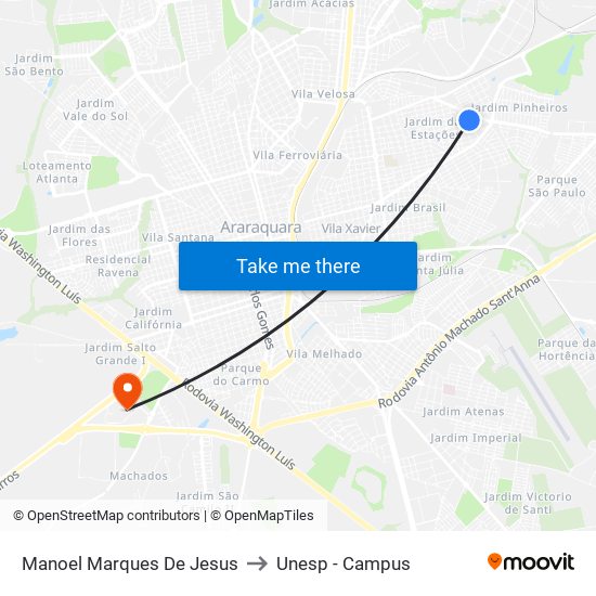 Manoel Marques De Jesus to Unesp - Campus map