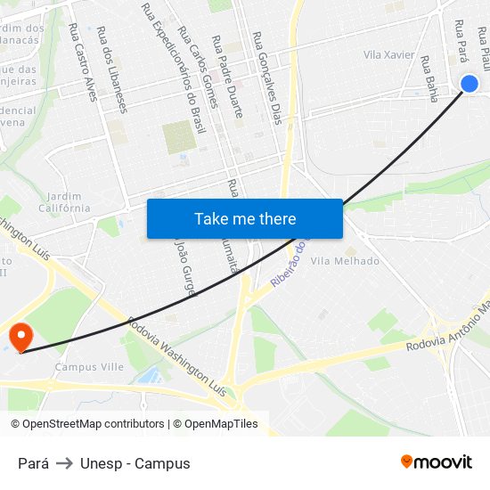 Pará to Unesp - Campus map