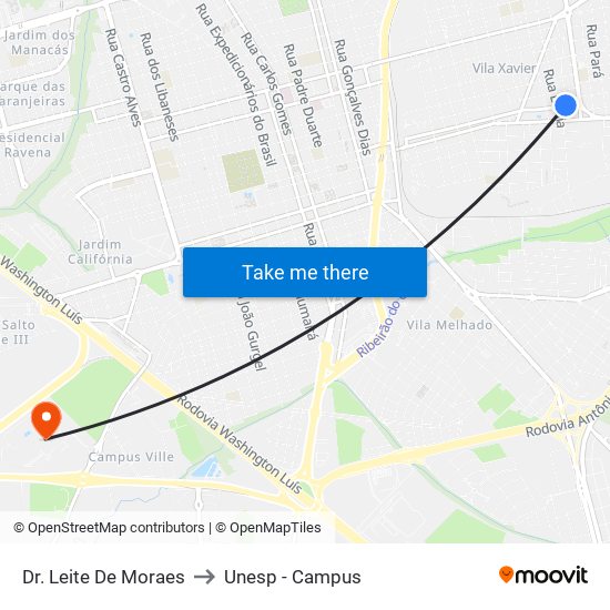 Dr. Leite De Moraes to Unesp - Campus map