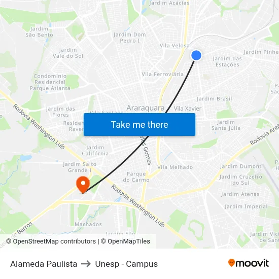 Alameda Paulista to Unesp - Campus map