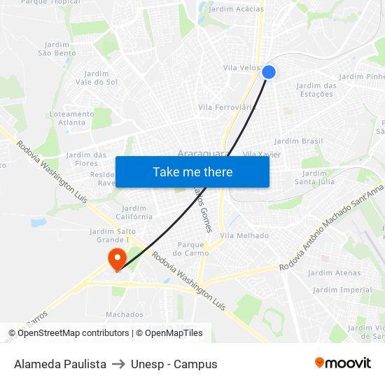 Alameda Paulista to Unesp - Campus map