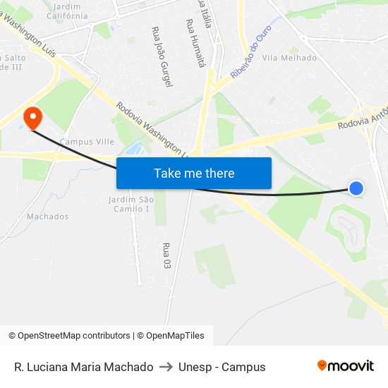 R. Luciana Maria Machado to Unesp - Campus map