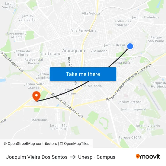 Joaquim Vieira Dos Santos to Unesp - Campus map