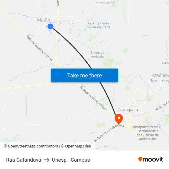 Rua Catanduva to Unesp - Campus map
