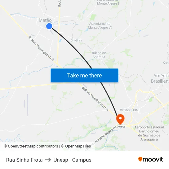 Rua Sinhá Frota to Unesp - Campus map