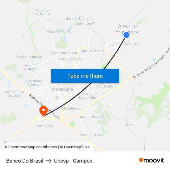 Banco Do Brasil to Unesp - Campus map