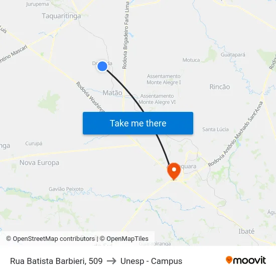 Rua Batista Barbieri, 509 to Unesp - Campus map