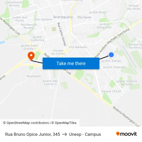 Rua Bruno Opice Junior, 345 to Unesp - Campus map