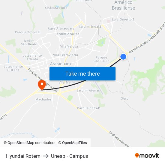 Hyundai Rotem to Unesp - Campus map