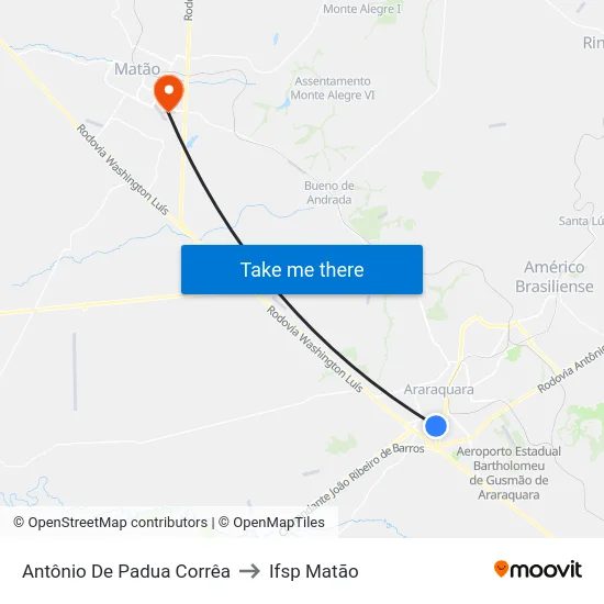 Antônio De Padua Corrêa to Ifsp Matão map