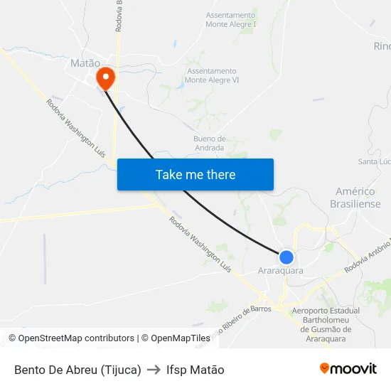 Bento De Abreu (Tijuca) to Ifsp Matão map