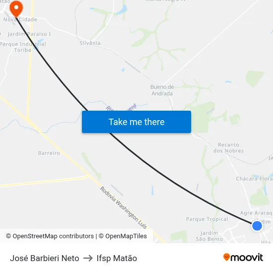 José Barbieri Neto to Ifsp Matão map