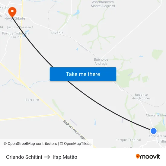 Orlando Schitini to Ifsp Matão map