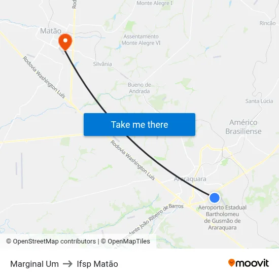 Marginal Um to Ifsp Matão map