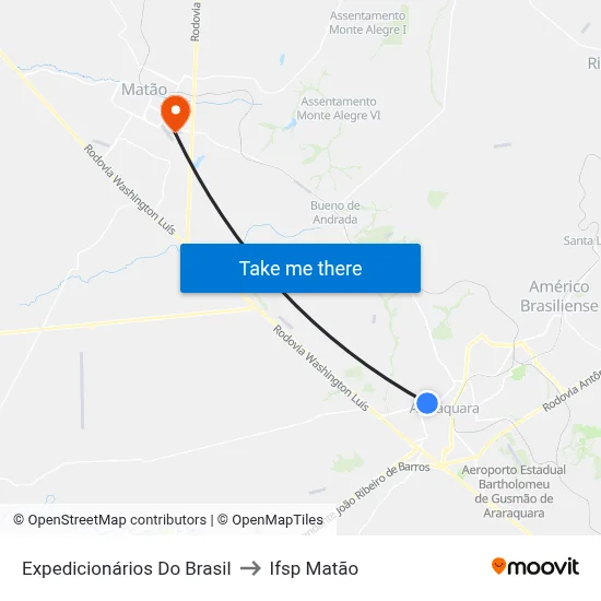 Expedicionários Do Brasil to Ifsp Matão map