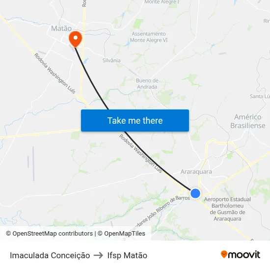Imaculada Conceição to Ifsp Matão map