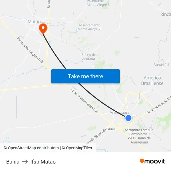 Bahia to Ifsp Matão map