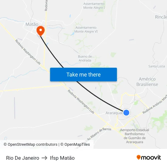 Rio De Janeiro to Ifsp Matão map
