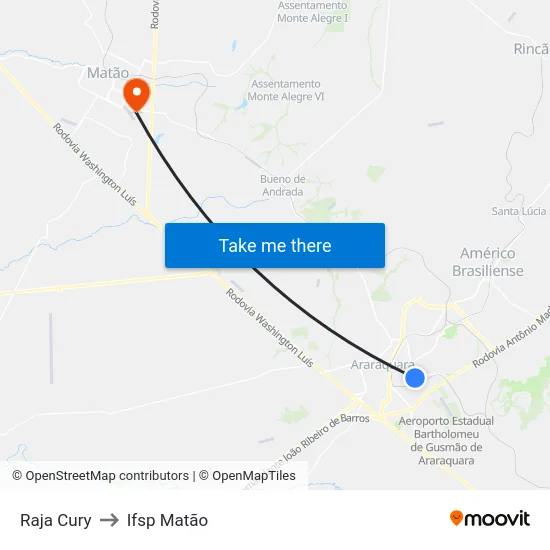 Raja Cury to Ifsp Matão map