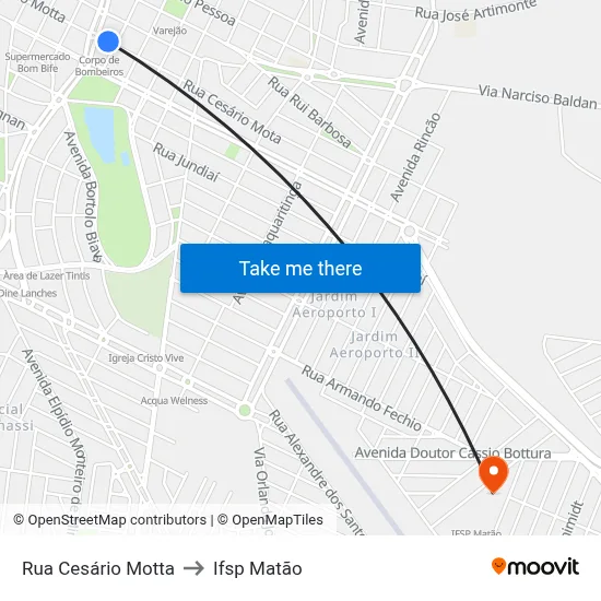 Rua Cesário Motta to Ifsp Matão map