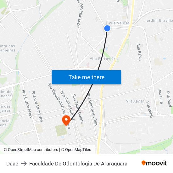 Daae to Faculdade De Odontologia De Araraquara map