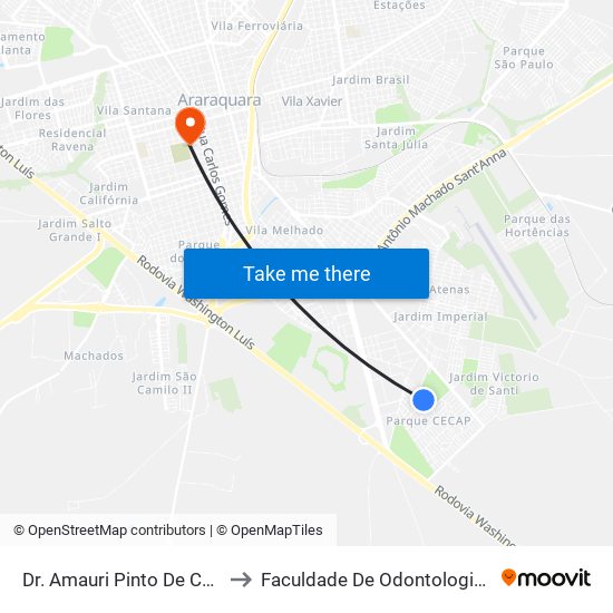 Dr. Amauri Pinto De Costa Monteiro to Faculdade De Odontologia De Araraquara map