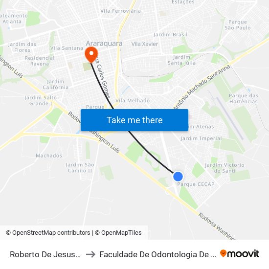 Roberto De Jesus Afonso to Faculdade De Odontologia De Araraquara map
