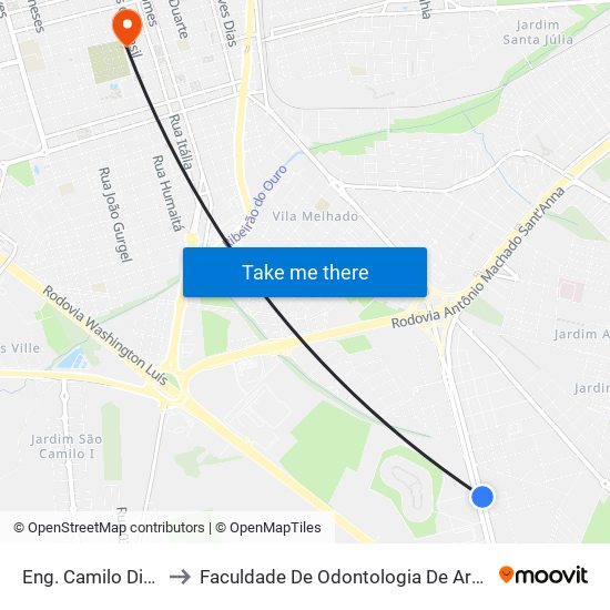 Eng. Camilo Dinucci to Faculdade De Odontologia De Araraquara map