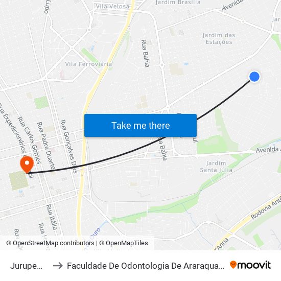 Jurupema to Faculdade De Odontologia De Araraquara map