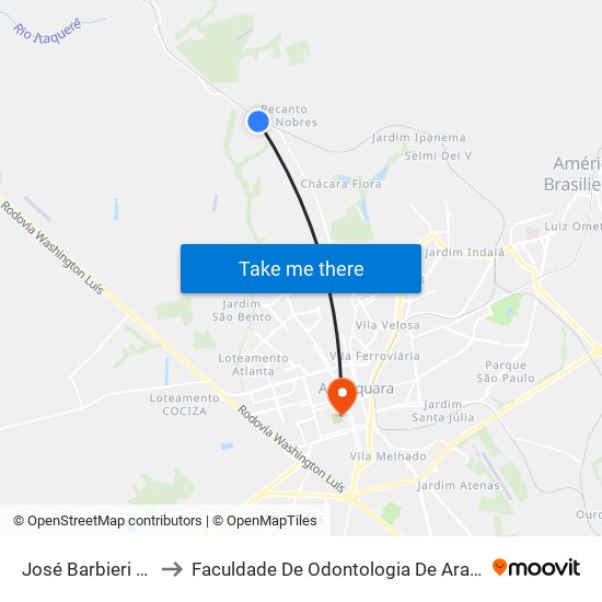 José Barbieri Neto to Faculdade De Odontologia De Araraquara map