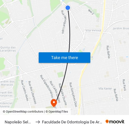 Napoleão Selmi Dei to Faculdade De Odontologia De Araraquara map