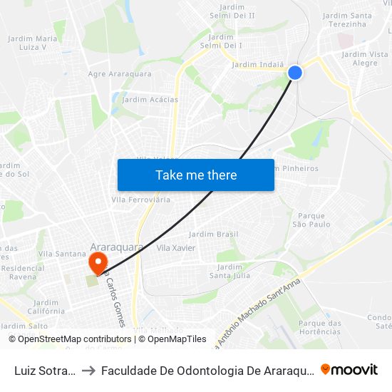 Luiz Sotratti to Faculdade De Odontologia De Araraquara map