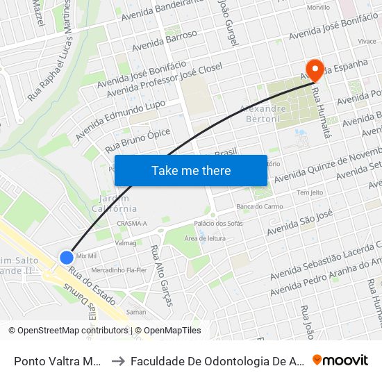 Ponto Valtra Motores to Faculdade De Odontologia De Araraquara map