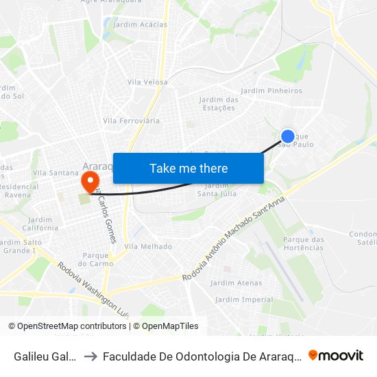 Galileu Galilei to Faculdade De Odontologia De Araraquara map