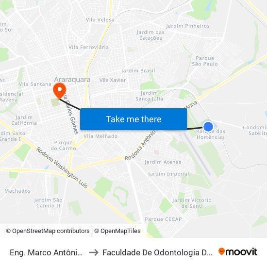 Eng. Marco Antônio Dentillo to Faculdade De Odontologia De Araraquara map