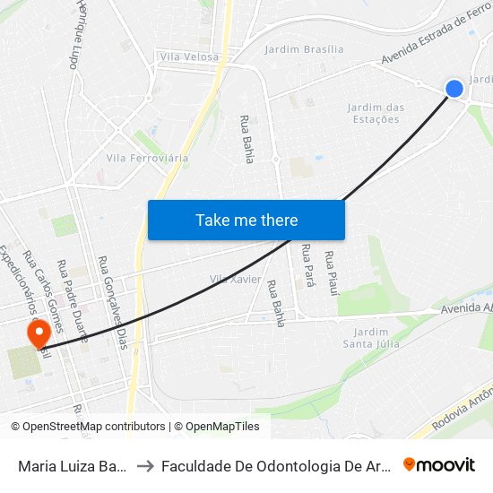 Maria Luiza Baschix to Faculdade De Odontologia De Araraquara map