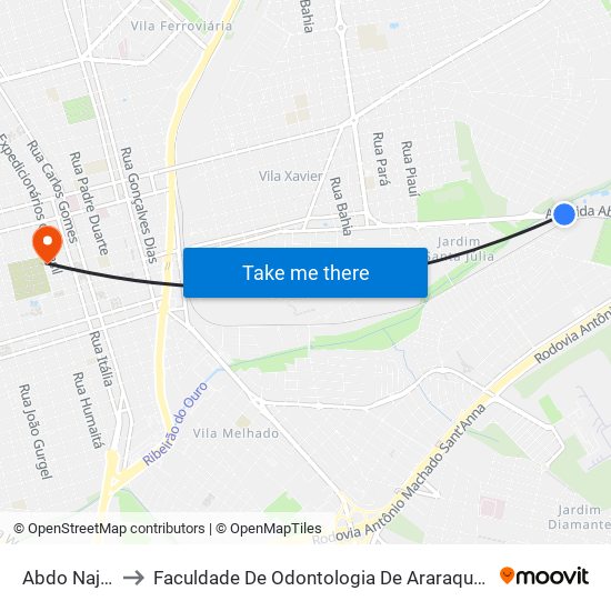 Abdo Najm to Faculdade De Odontologia De Araraquara map