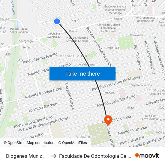 Diogenes Muniz Barreto to Faculdade De Odontologia De Araraquara map