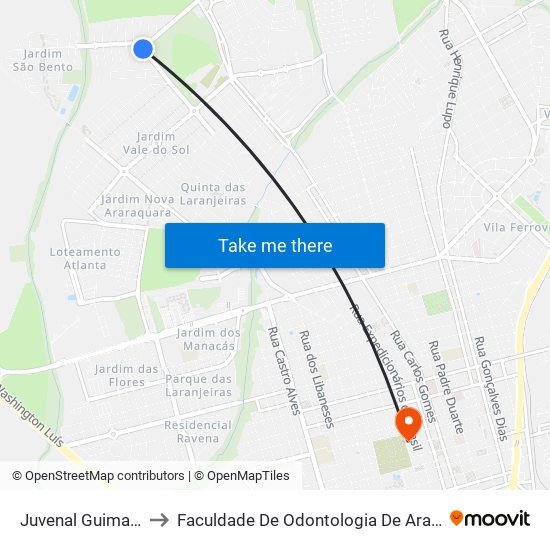 Juvenal Guimarães to Faculdade De Odontologia De Araraquara map