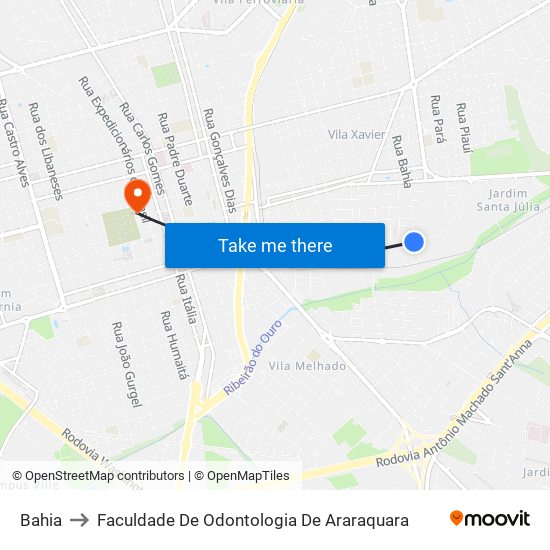 Bahia to Faculdade De Odontologia De Araraquara map