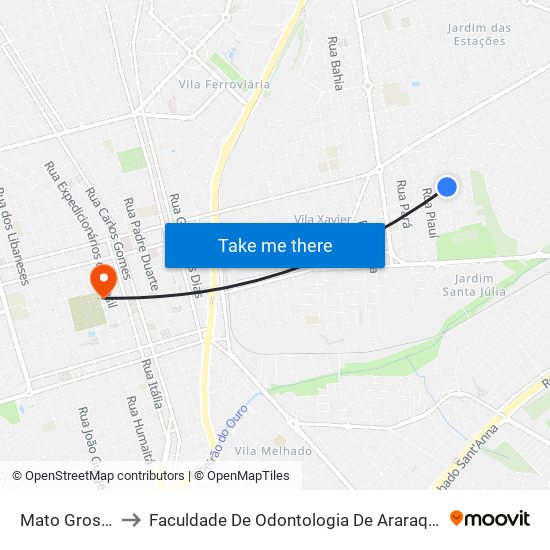 Mato Grosso to Faculdade De Odontologia De Araraquara map