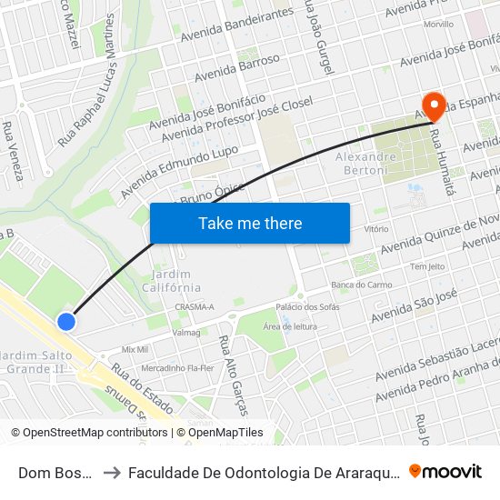 Dom Bosco to Faculdade De Odontologia De Araraquara map