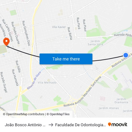 João Bosco Antônio Da Silva Faria to Faculdade De Odontologia De Araraquara map